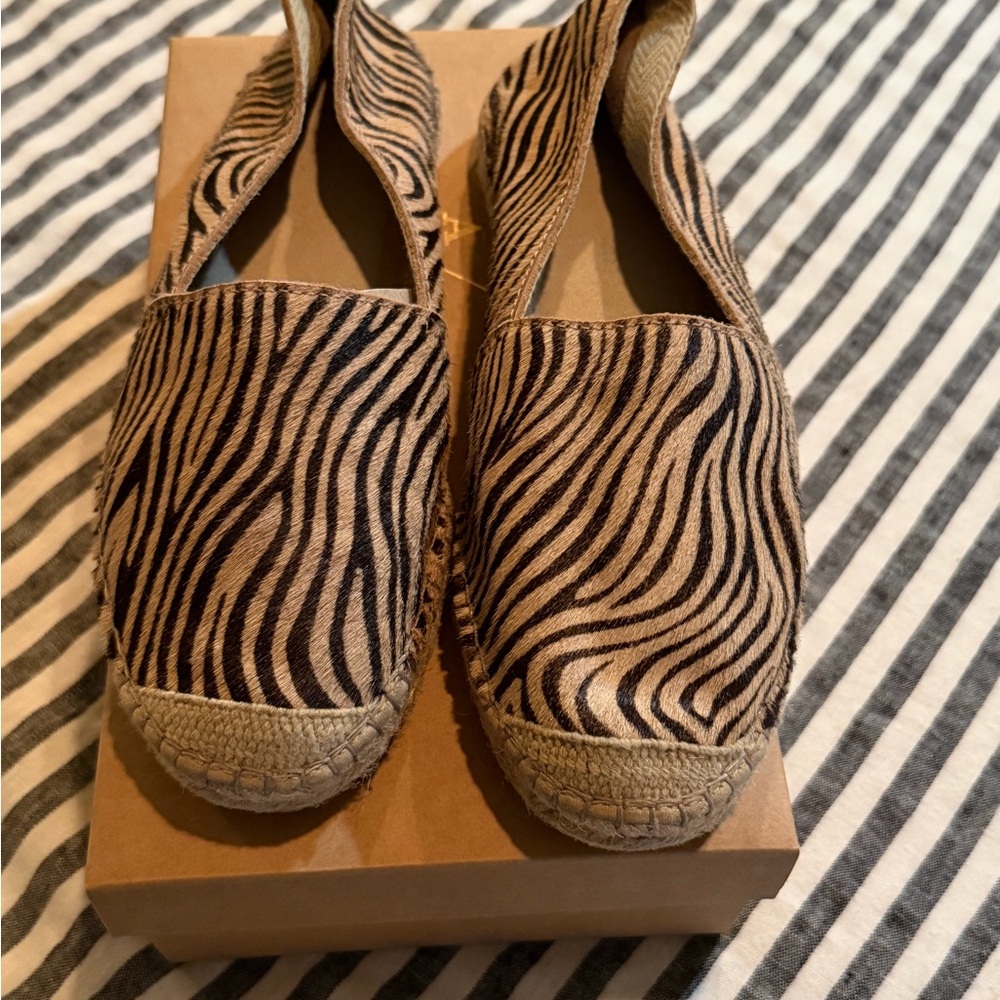 Anthropologie Zebra Print Espadrilles - Black and Tan